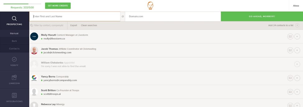 VoilaNorbert Email Finder Tool